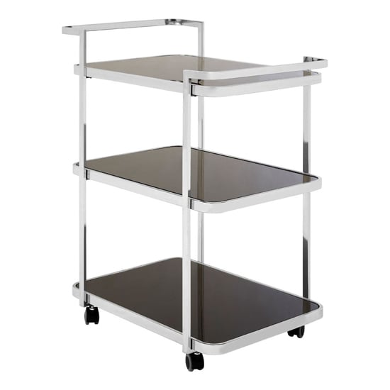 Read more about Alvara black glass 3 tier drinks trolley with chrome frame