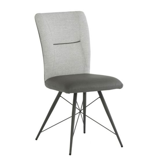 Read more about Amalki fabric and pu leather dining chair in light grey