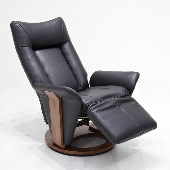 Amalia Relaxing Chair In Black Leather And Walnut Base | Furniture in