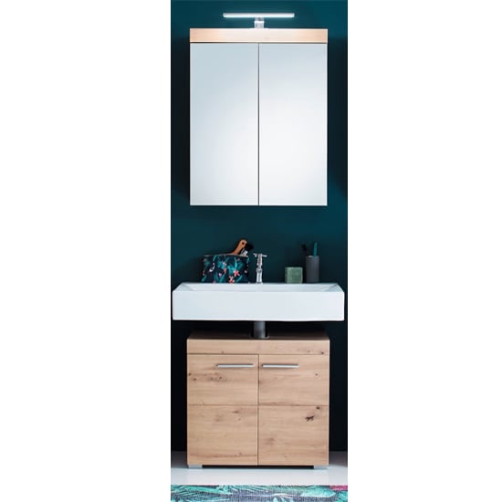 Product photograph of Amanda Bathroom Vanity And Led Mirror In Knotty Oak from Furniture in Fashion