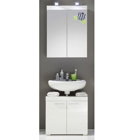 Read more about Amanda bathroom vanity and led mirror set in white high gloss