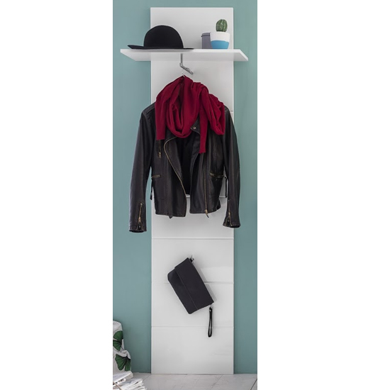 Product photograph of Amanda Narrow Coat Rack In White High Gloss from Furniture in Fashion