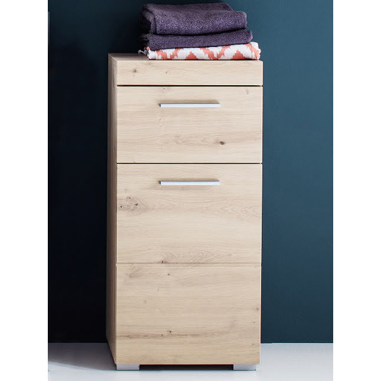 Product photograph of Amanda Narrow Floor Storage Cabinet In Knotty Oak from Furniture in Fashion