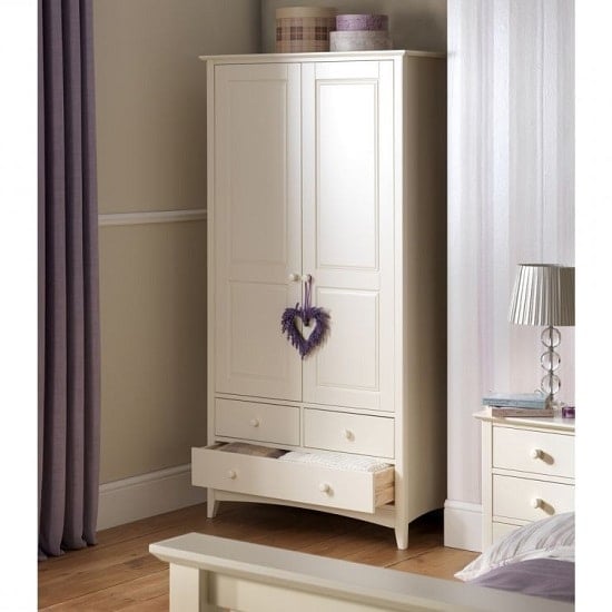 Product photograph of Caelia Combi Wardrobe In White With 2 Doors 3 Drawers from Furniture in Fashion