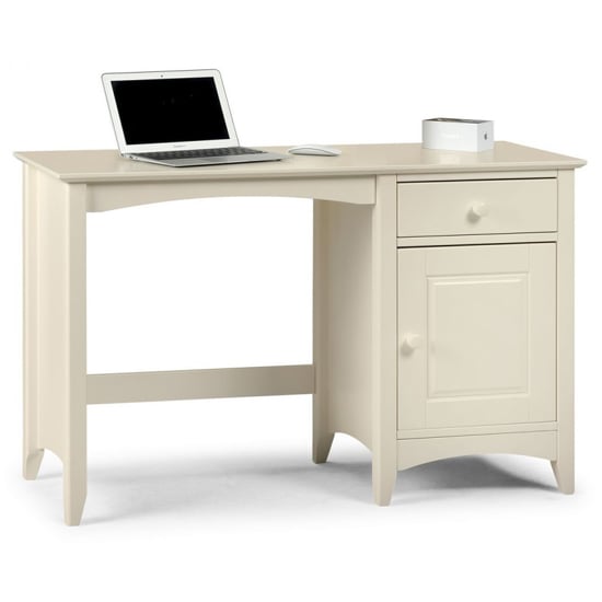 Photo of Caelia wooden computer desk in stone white