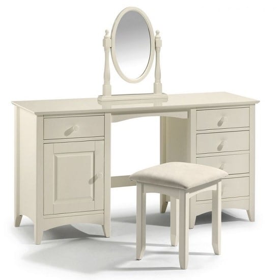 Photo of Adilet twin pedestal dressing table in stone white