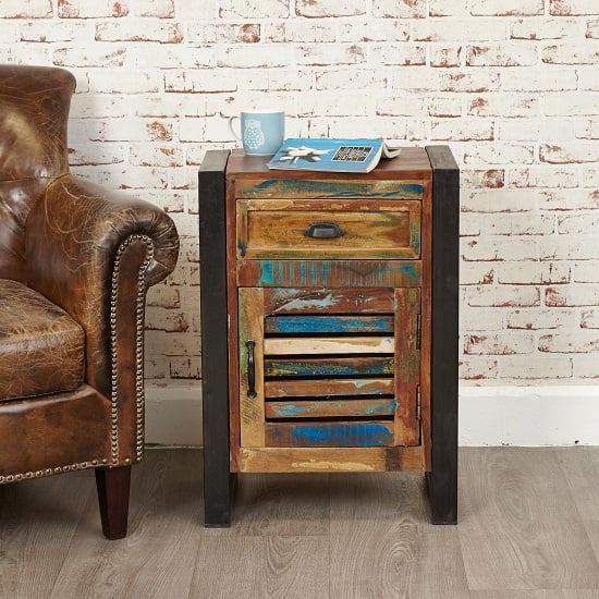 Photo of London urban chic wooden bedside cabinet with 1 door