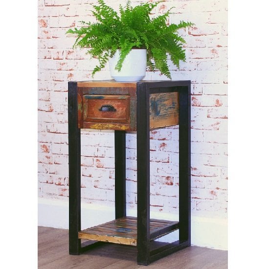 Product photograph of London Urban Chic Wooden Plant Stand Or Lamp Table With 1 Drawer from Furniture in Fashion