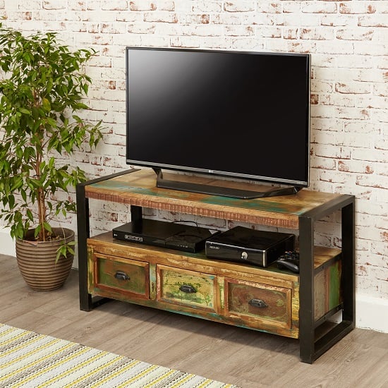 Product photograph of London Urban Chic Wooden Tv Stand With 3 Drawers from Furniture in Fashion