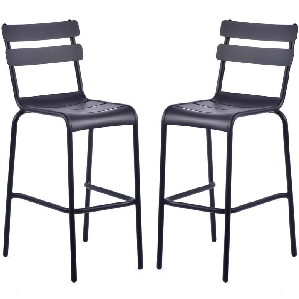 Read more about Amarillo black aluminium outdoor bar chairs in pair