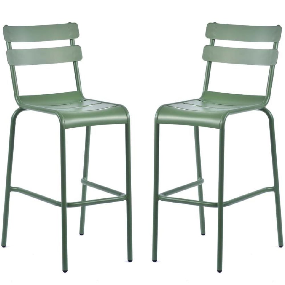 amarillo olive green aluminium outdoor bar chairs in pair