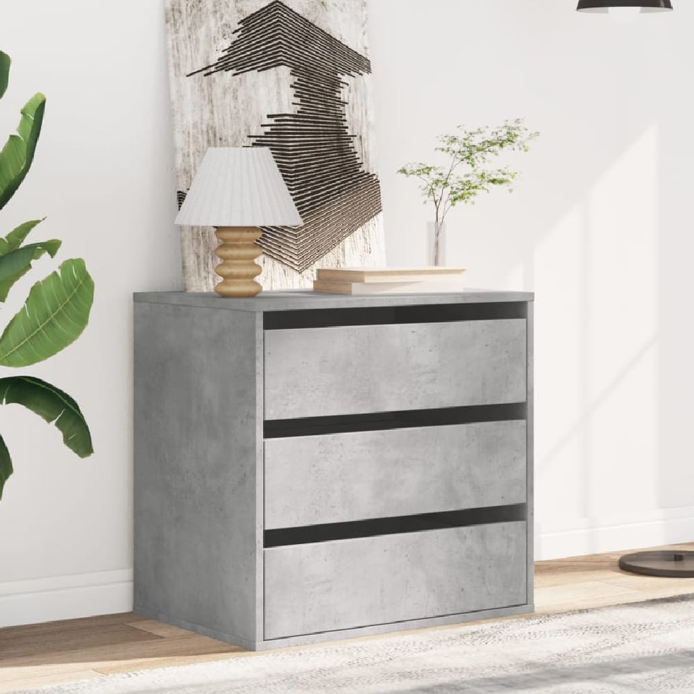 amarillo wooden chest of 3 drawers in concrete grey