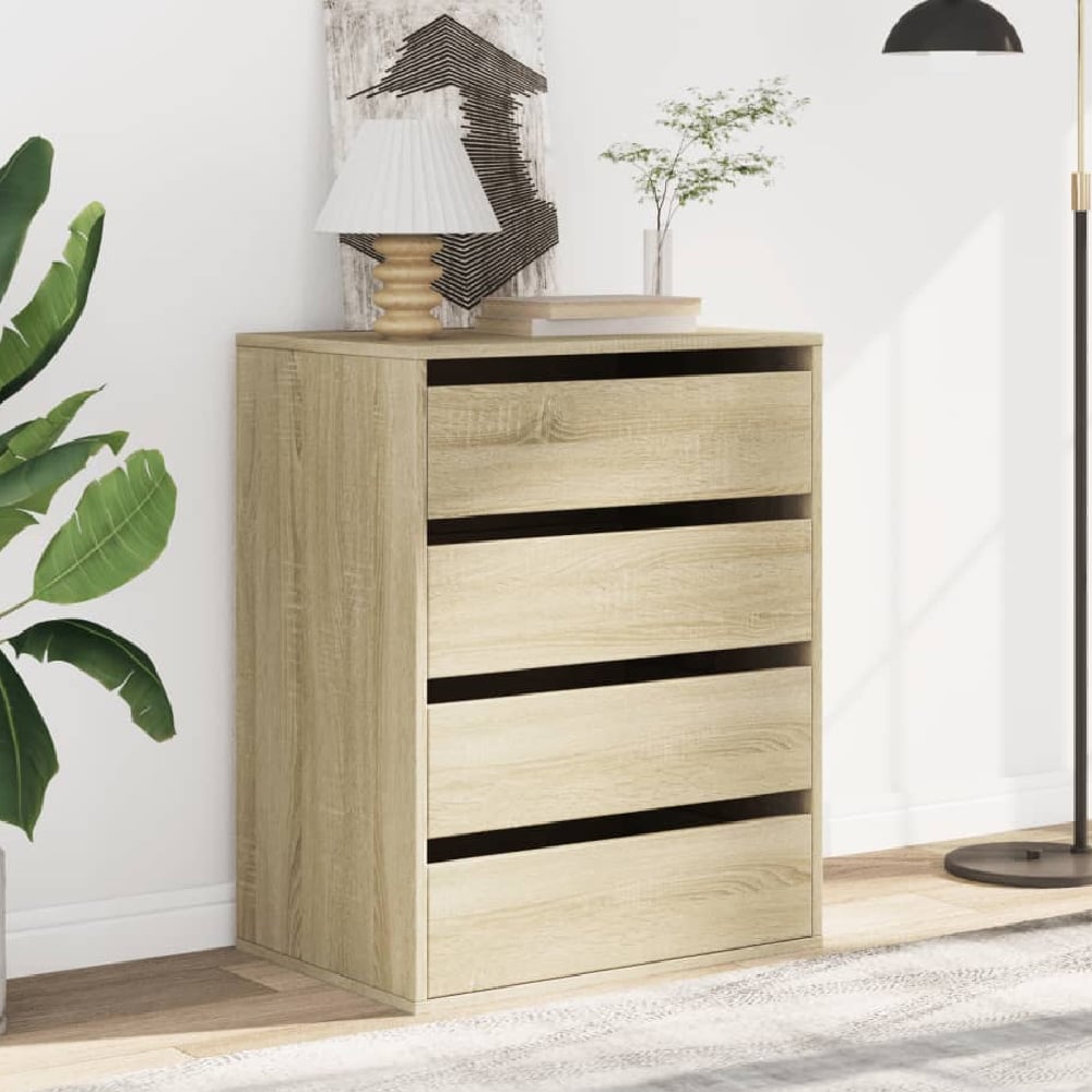 Product photograph of Amarillo Wooden Chest Of 4 Drawers In Sonoma Oak from Furniture in Fashion