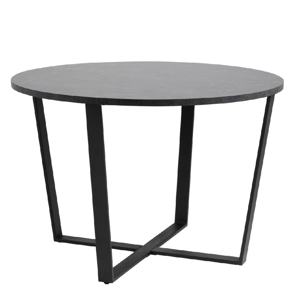 amarillo wooden dining table round in black melamine effect