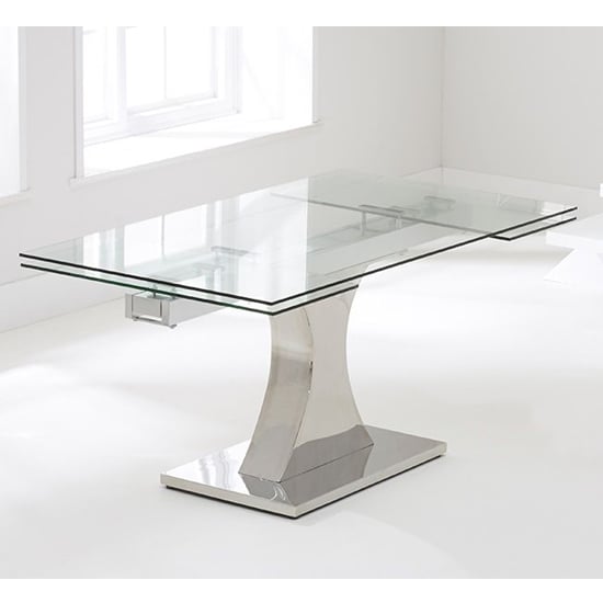 Amberon Clear Glass Extending Dining Table With Chrome Base Fif 2623