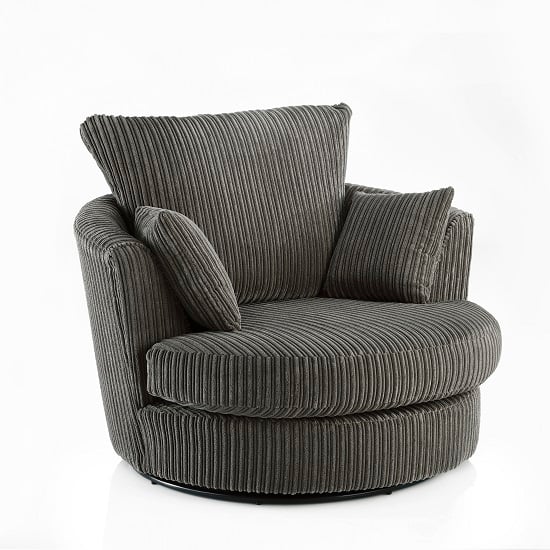 Ambrose Swivel Sofa Chair In Charcoal Grey Fabric 28032