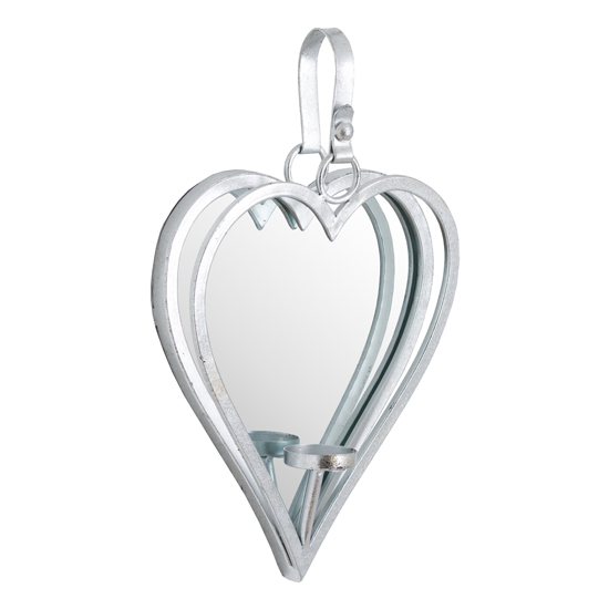 Photo of Amelia small mirrored heart candle holder in silver