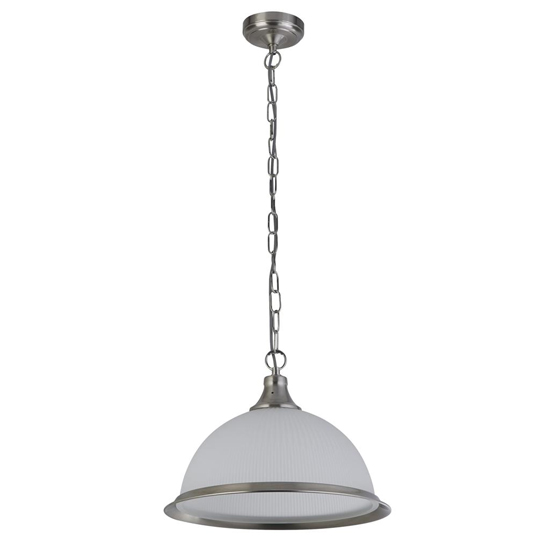 Product photograph of American 1 Light Ceiling Pendant Light In Satin Silver from Furniture in Fashion