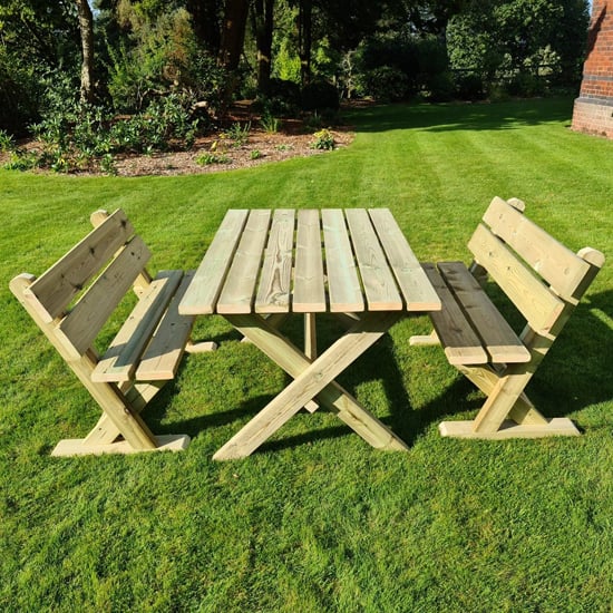Read more about Amersham wooden 4 seater dining set with benches