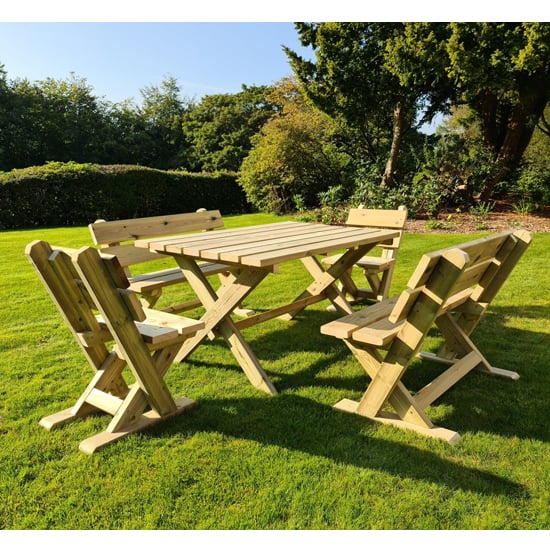 Read more about Amersham wooden 6 seater dining set with benches and chairs