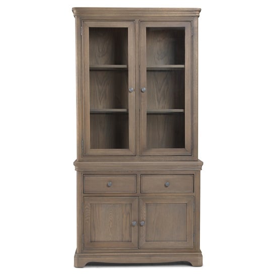 Ametis Small Display Cabinet In Grey Washed Oak With 4 Doors ...