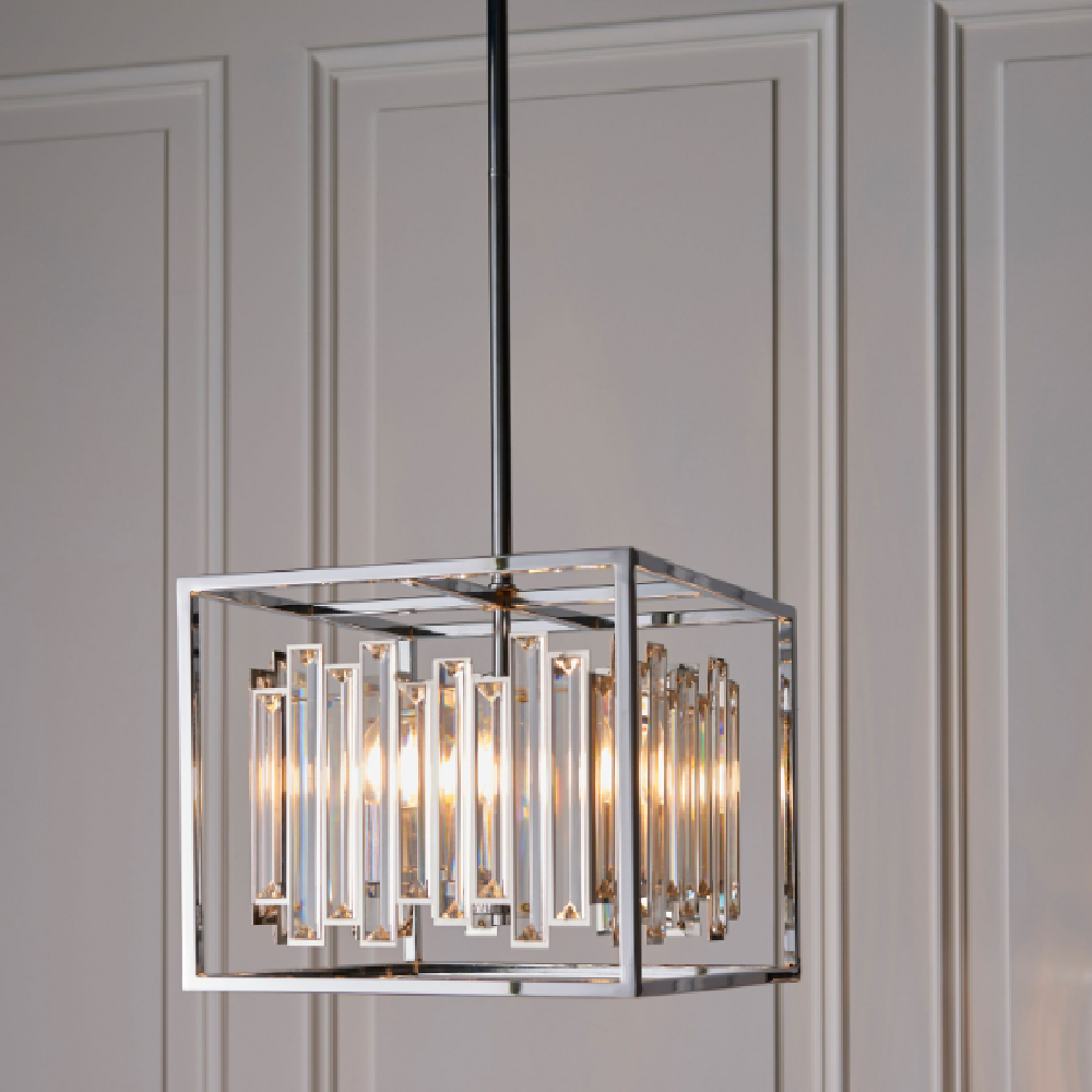 Read more about Amherst 4 light crystal glass shade pendant light in gold