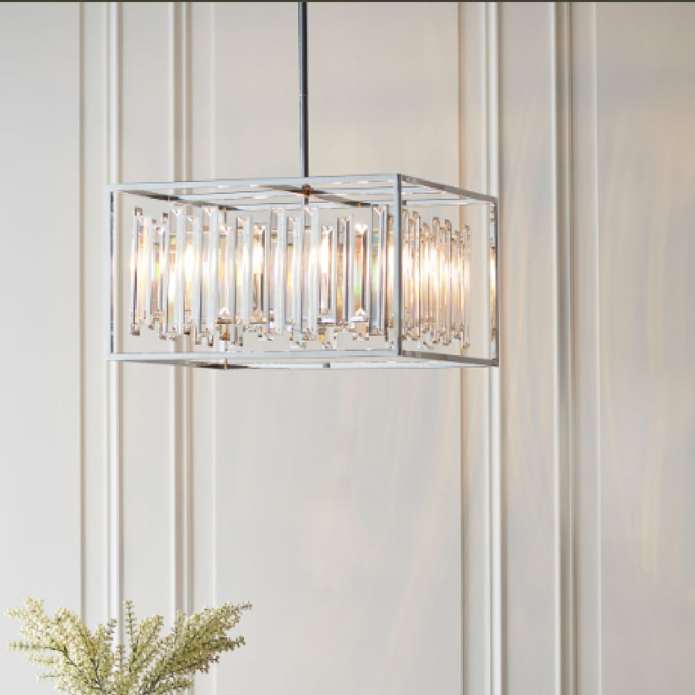 Read more about Amherst 6 light crystal glass shade pendant light in gold