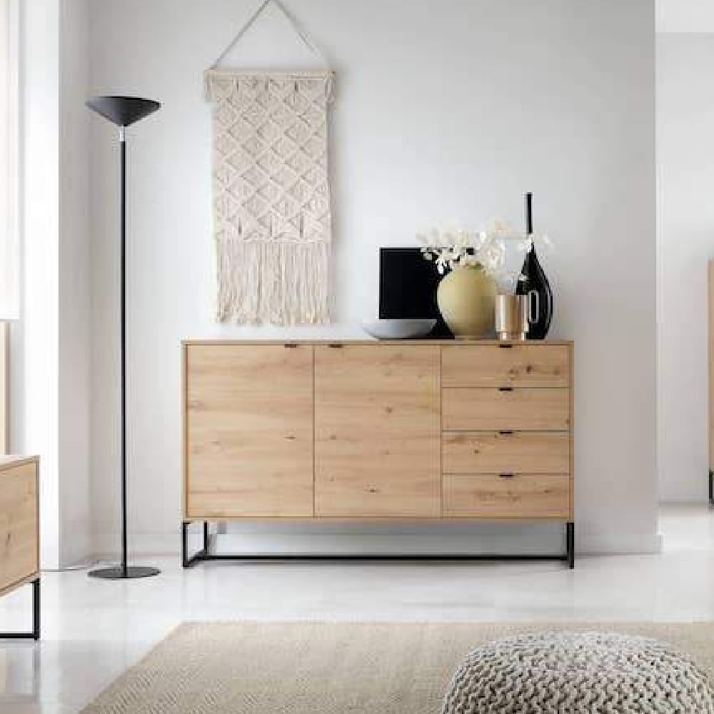 amherst wooden sideboard with 1 door 4 drawers in artisan oak