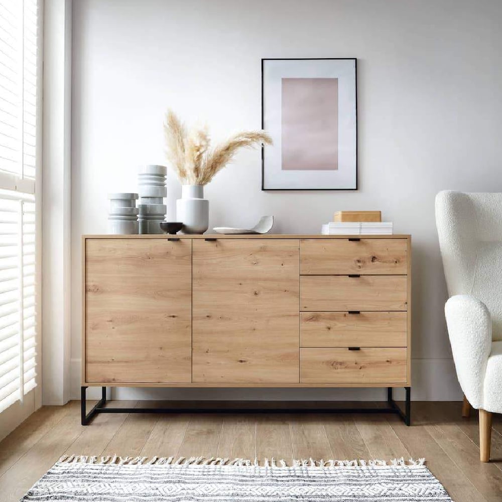 amherst wooden sideboard with 2 doors 4 drawers in artisan oak