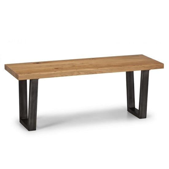 Product photograph of Barras Wooden Dining Bench In Solid Oak And Metal Legs from Furniture in Fashion