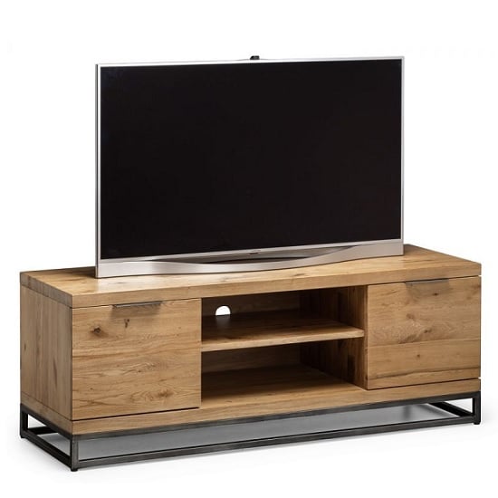 Product photograph of Barras Wooden Tv Stand In Solid Oak And Metal Legs from Furniture in Fashion