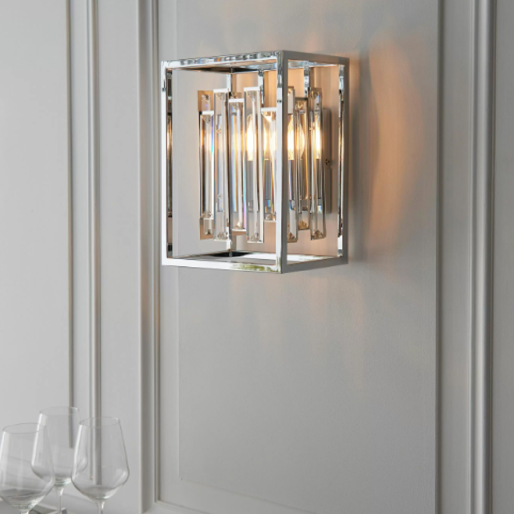 Read more about Anaheim clear crystal glass square wall light in chrome