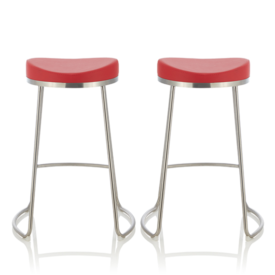 Read more about Anaheim red faux leather counter height bar stools in pair