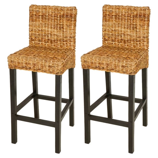 Product photograph of Anais Outdoor Dark Brown Wooden Bar Chairs In A Pair from Furniture in Fashion