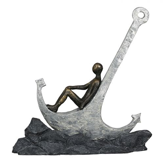 Photo of Anchor poly design sculpture in antique bronze and grey