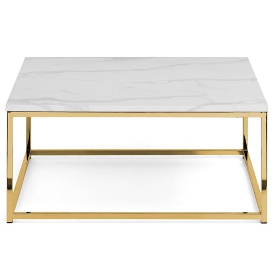 Sable Gloss White Marble Effect Coffee Table And Gold Frame | Furniture ...