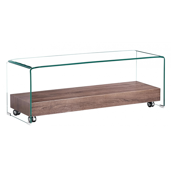 Product photograph of Afya Clear Glass Tv Stand With Shelf from Furniture in Fashion