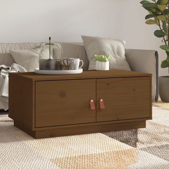 Read more about Anicet pinewood coffee table with 2 doors in honey brown