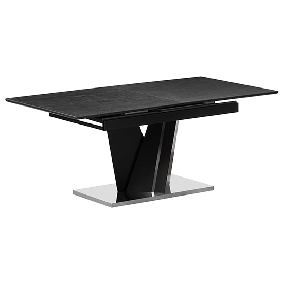 Product photograph of Annahilt Extending Ceramic Dining Table In Dark Grey from Furniture in Fashion