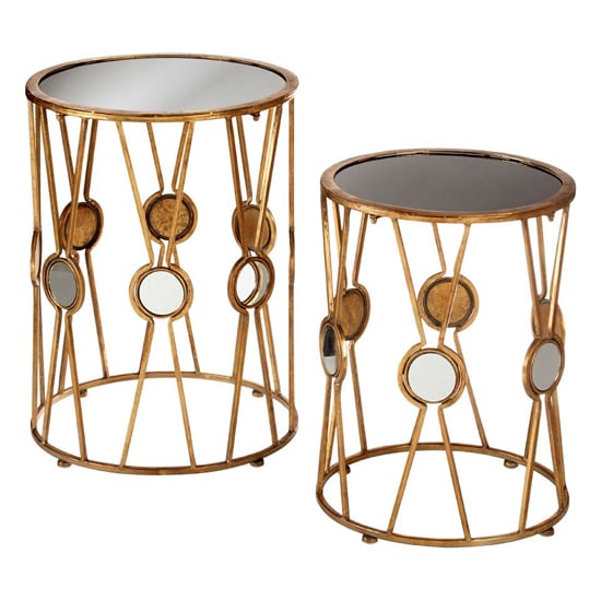 Photo of Annie round glass set of 2 side tables with gold frame