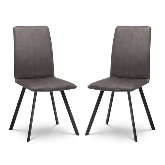 Photo of Macia fabric dining chairs in charcoal grey suede in a pair