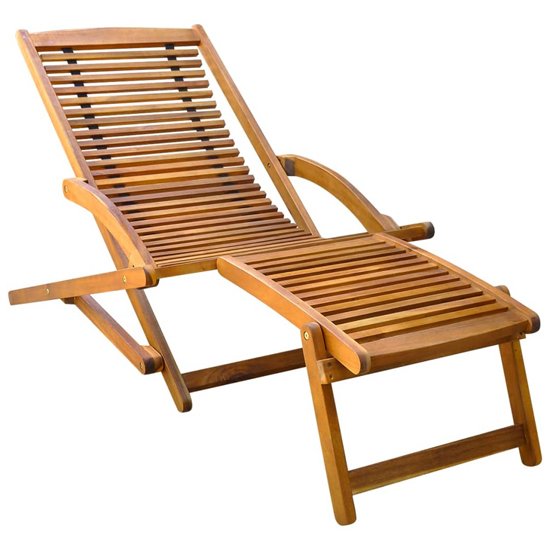 Photo of Anya outdoor wooden sun lounger with footrest in light oak