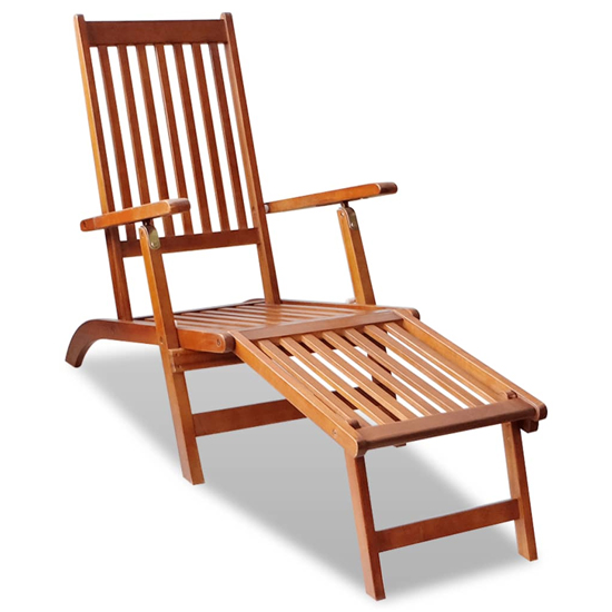 Photo of Anya outdoor wooden sun lounger with footrest in oak