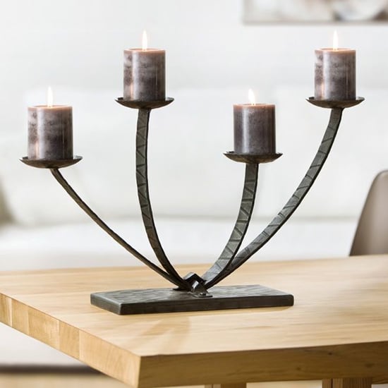 Read more about Apollo iron 4 flame candleholder in antique black