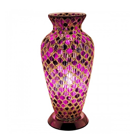 Read more about Apollo mosaic glass vase table lamp in purple tile