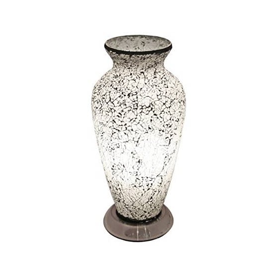 Read more about Apollo mosaic glass vase table lamp in white