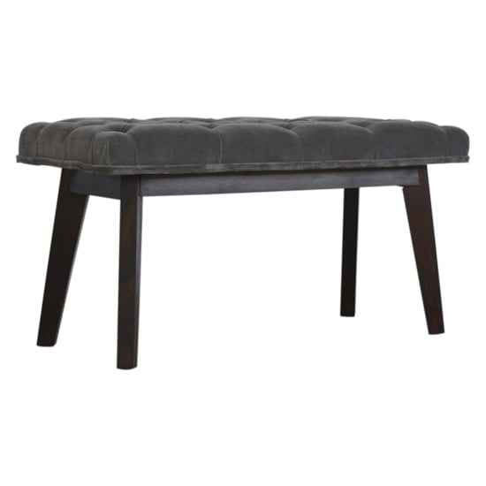 Aqua Velvet Hallway Bench In Grey And Walnut Sale