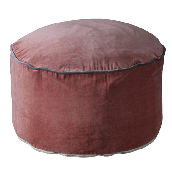 Read more about Arabella round cotton pouffe in blush and grey