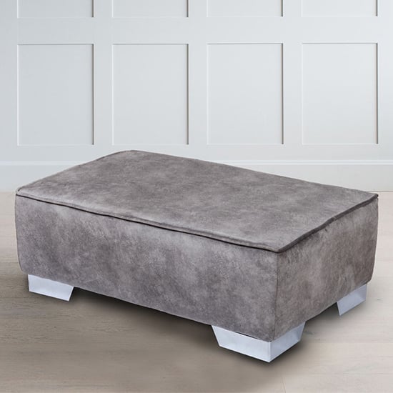 Product photograph of Aracatuba Fabric Ottoman In Elephant With Chrome Feets from Furniture in Fashion