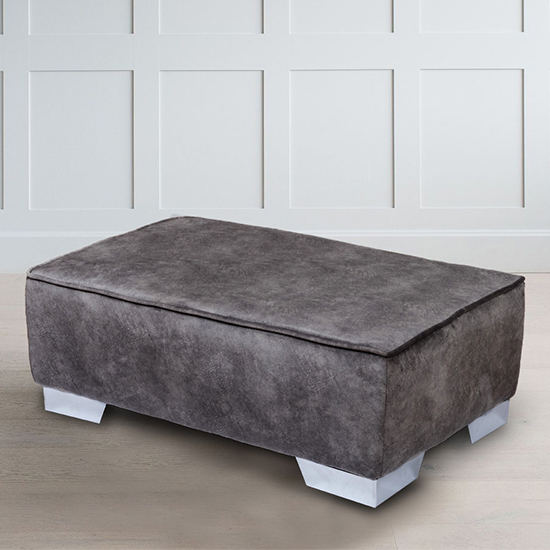 Product photograph of Aracatuba Fabric Ottoman In Shadow With Chrome Feets from Furniture in Fashion